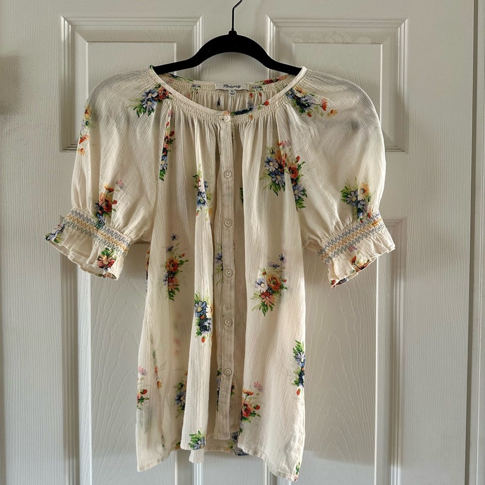Floral White Blouse